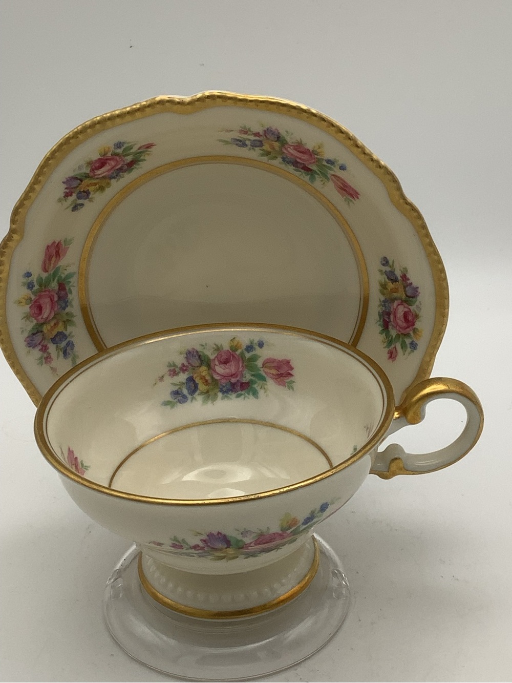 Castleton China Castleton Bouquet Floral Gilded Teacup and Saucer